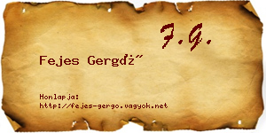 Fejes Gergő névjegykártya